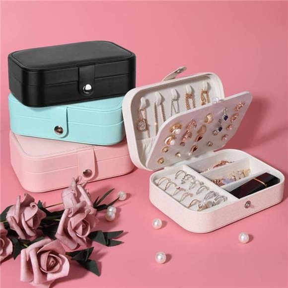 Travel Jewelry Organizer Cases Storage Box for Necklace, Earrings, Rings etc - Picture 3 of 7